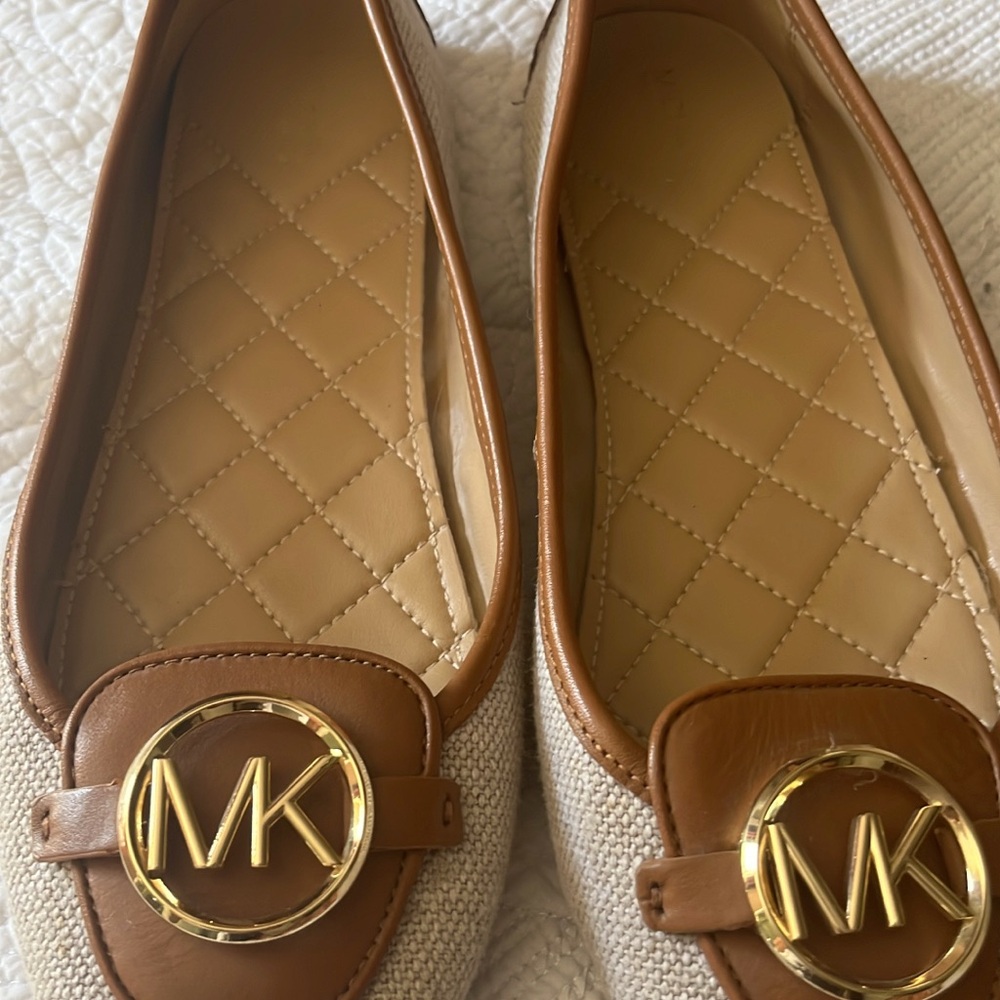 Michael Kors Brown and Cream Flats with Quilted Insole
